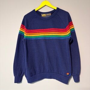 Aviator Nation Navy Striped Crewneck Medium